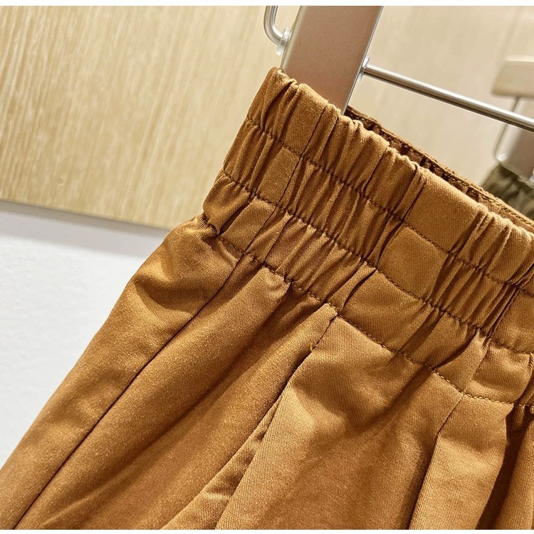 High Waist A-Line Pure Cotton Shorts For Women, Loose Fit Wide Leg Casual Summer Shorts With Tummy Control_ecoleips.com