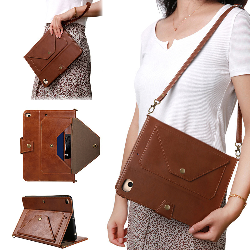 For iPad mini4 5 Pen slot fashion strap flat cover flip hand rope hand holder card mini protective cover