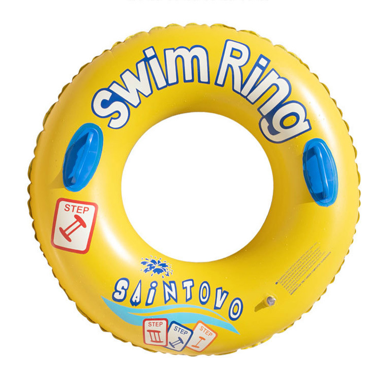 Inflatable yellow swimming ring for adults