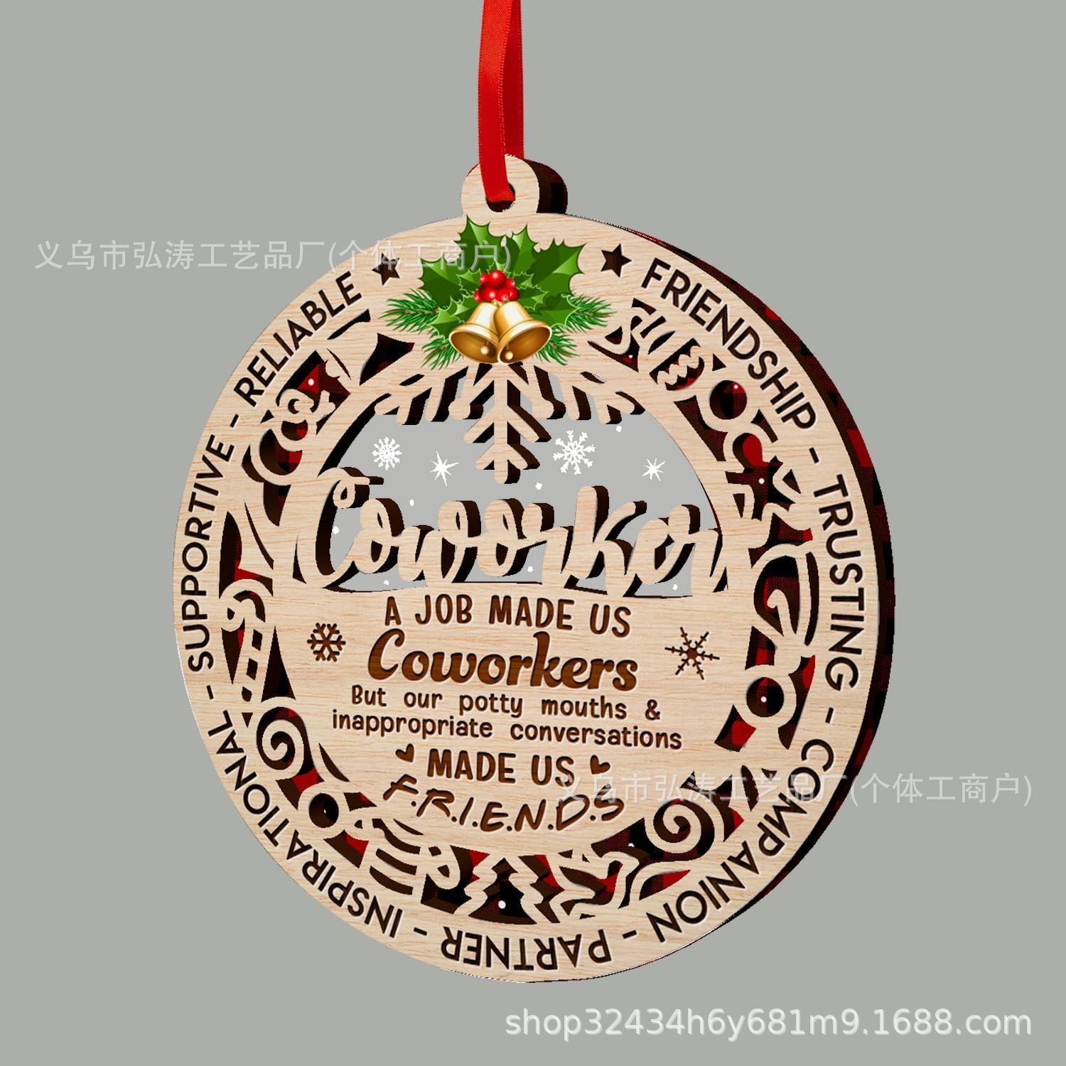 Decoración colgante 2026 nuevo mejor regalo de mudanza decoración de madera decoración para el hogar decoración del árbol de Navidad rojo