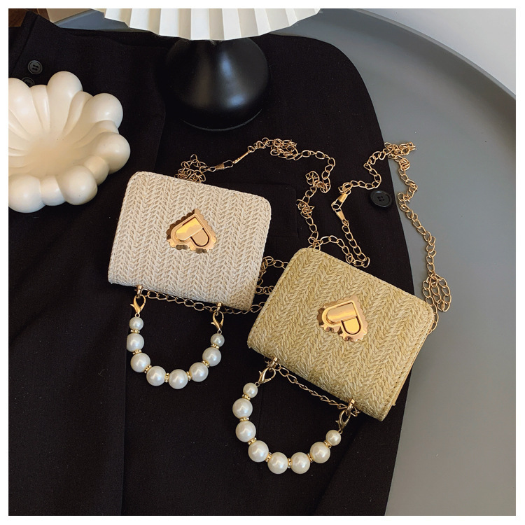 112g Weight Sewing Thread Fashion Element Lock clasp Closure Type Single Shoulder Strap Strap Type Straw Bag Bags Type Casual Occasion Straw Material Solid Color Pattern Spring&Summer Season Women's Gender Vacation Style Square Shape Women's Straw Solid Color Vacation Sewing Thread Square Lock Clasp Straw Bag 22