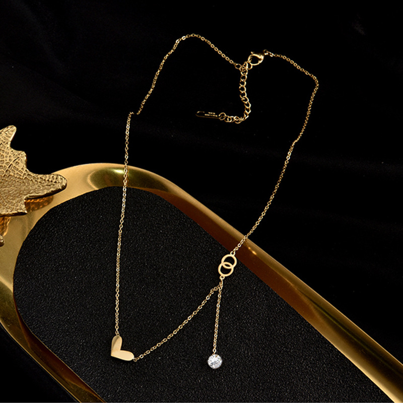 fashion simple titanium steel necklace heart-shaped pendant necklace