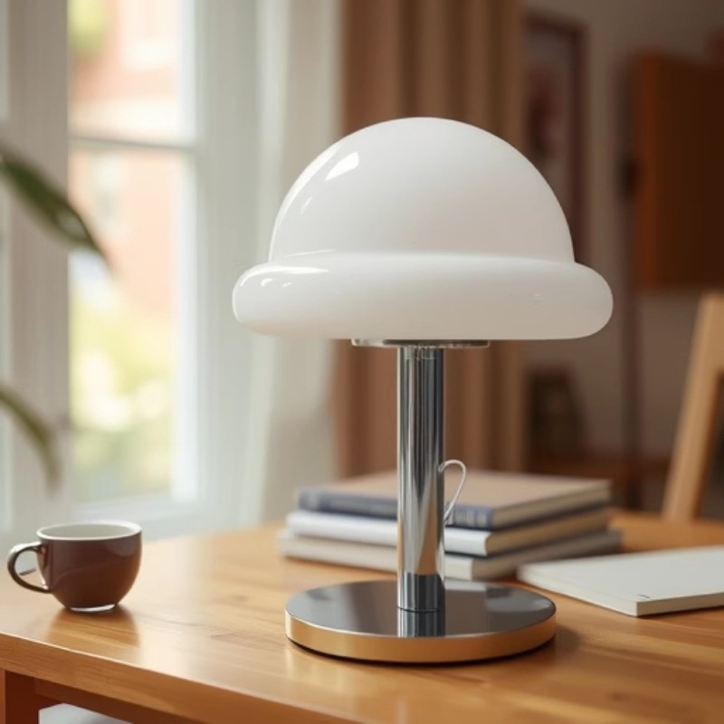 Diseño original Bauhaus lámpara de mesa atmósfera lámpara decorativa dormitorio de vidrio decoración de cabecera linda lámpara de mesa de hongos creativa