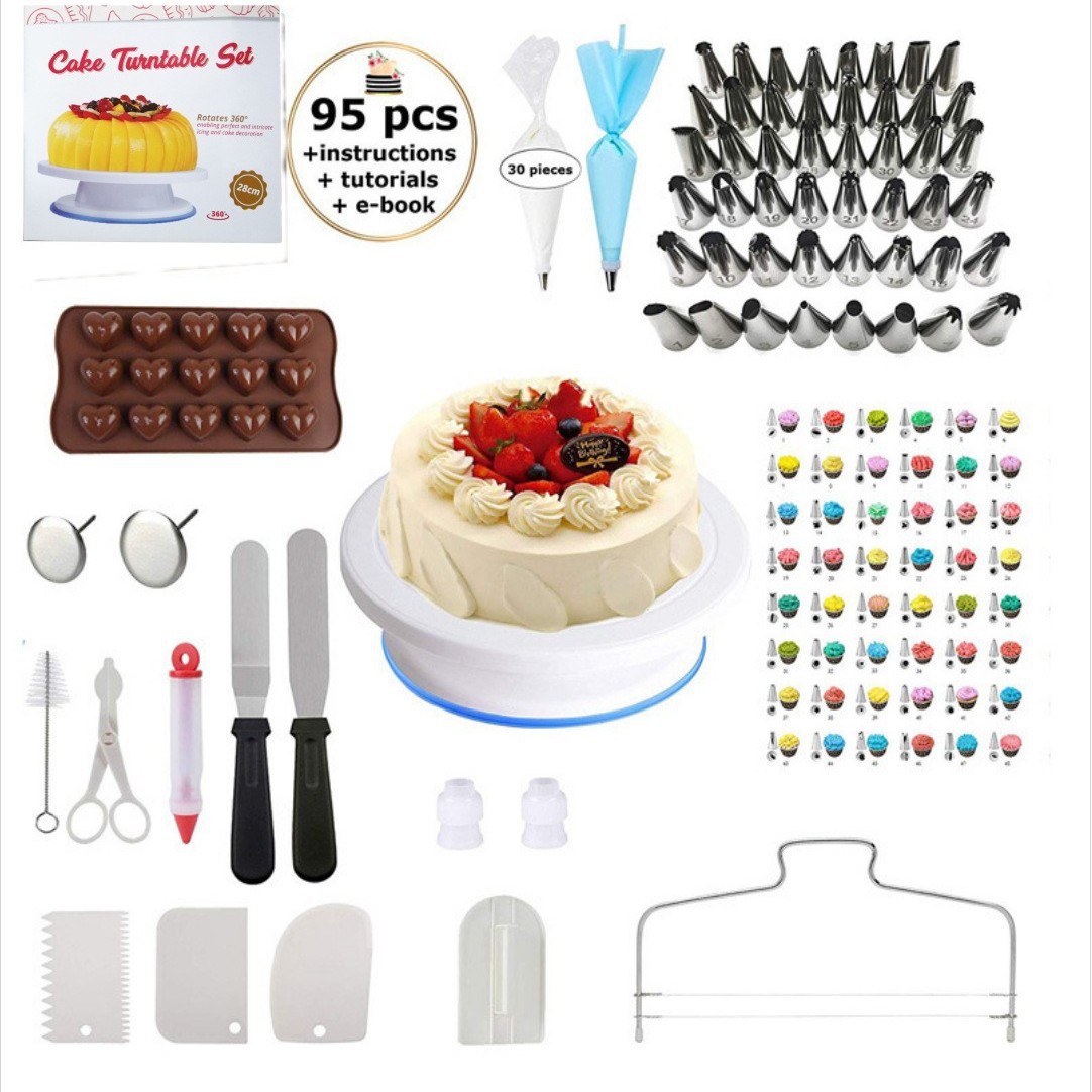 Set de repostería profesional 137 piezas, con base giratoria, boquillas y cortadores, venta por mayor image 12