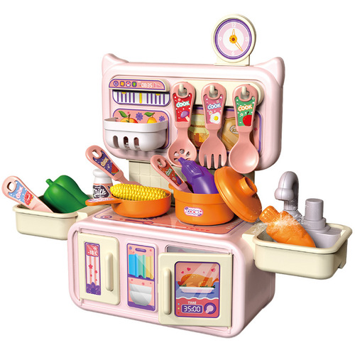 Cross-border children's playhouse kitchen toy set simulation spray water kitchenware cooking girls' toys wholesale