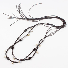 跨境欧美波西米亚民族风腰带手工编织腰饰木串珠长裙腰绳配饰腰链