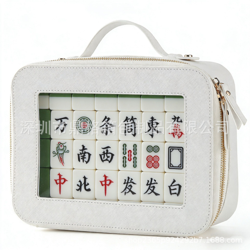 2026 New Model Amazon Cross-Border Portable Transparent Pu Mahjong Storage Bag, a Must-Have Travel Mahjong Organizer