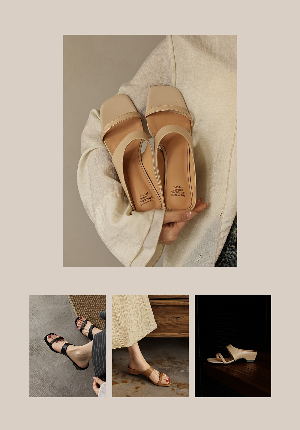 Sandal nữ hở mũi gót thô 4.5 cm kiểu Hàn Quốc đơn giản — đen chi tiết 1