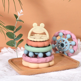 Amazon New Children's Silicone Building Blocks Stacking Music Early Education Parent-Child Interactive Stacking Music Educational Gum Toy