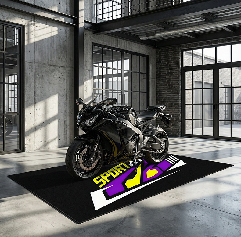 Cross-Border Supply of Motorcycle Floor Mats, Nylon Printed Rubber Carpets, Oil-Proof and Stain-Resistant, Printed with Advertising Logos, Motorcycle Mats
