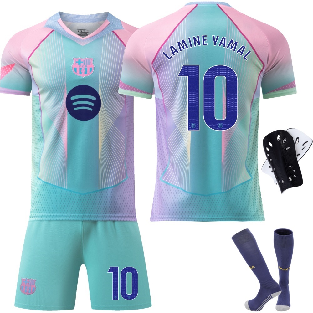 2526 Barcelona Blue Special Edition Football Jersey Set with Numbers 19 Yamal, 9 Lewandowski, 8 Pedri, 10 Messi