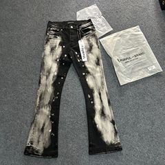 高街ジーパン黒微ラッパクロスボーダー外国貿易Pブランドの新商品の弾力性puの墨をかけた男性服の雑用TEMUズボン