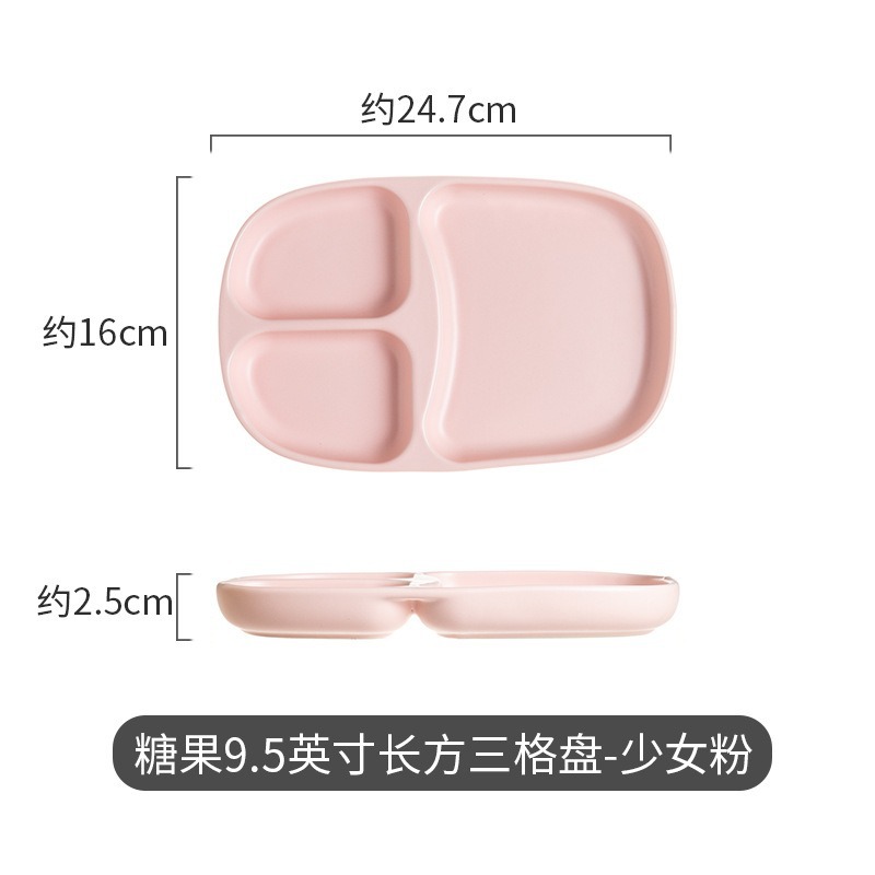 9.5 인치 직사각형 세라믹 3 칸 플레이트 소녀 파우더