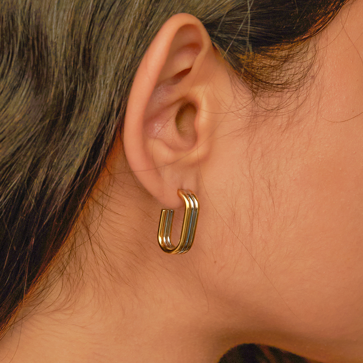 JEDING aretes de acero inoxidable de color contrastante de alta calidad ins pendientes de acero de titanio aretes de acero de Europa y América no se desvanecen joyas transfronterizas