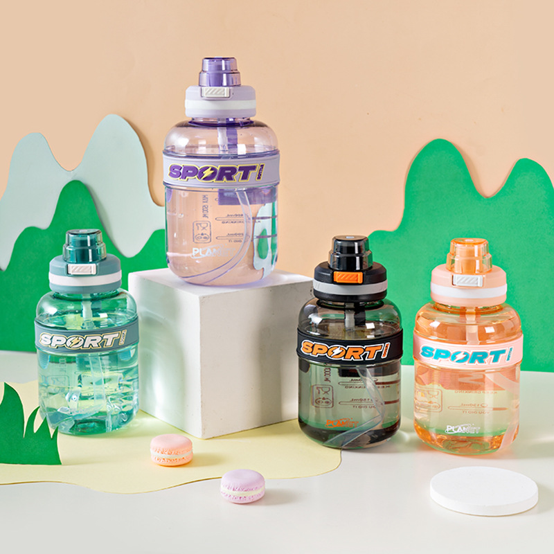 Taza de agua de gran capacidad taza de plástico estudiantes masculinos y femeninos niños escuela deportes especiales hervidor de paja