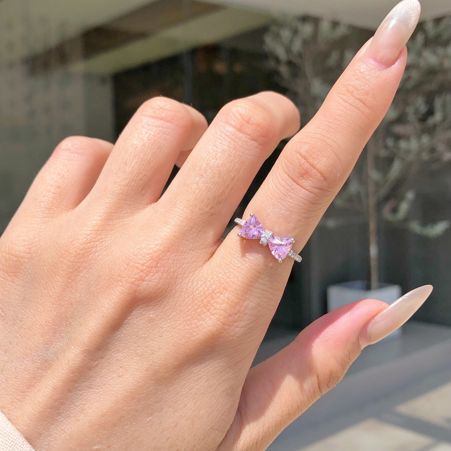5g Weight Zircon Inlay Material Rings Classification 6, 7, 9 Ring Size 1 Piece Quantity Holiday, Daily Occasion 925 Sterling Silver Material Heart Shape, Bow Knot Pattern Women's Gender Plating, Inlay Design Sweet, Shiny Style 925 Sterling Silver Zircon Heart Shape Bow Knot Rings 13