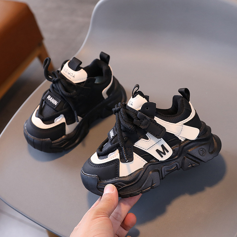 Unisex-Kinder-Sportschuhe, Obermaterial aus Leder, weiche Sohle, klobige Sneaker, rutschfest, abriebfest, für Kinder von 1-6 Jahren_voghion.com