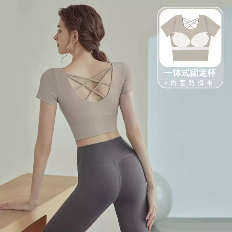 Йога-майка для спорта без бренда — Crop с Bust removable cups, дышащий тренировочный комплект