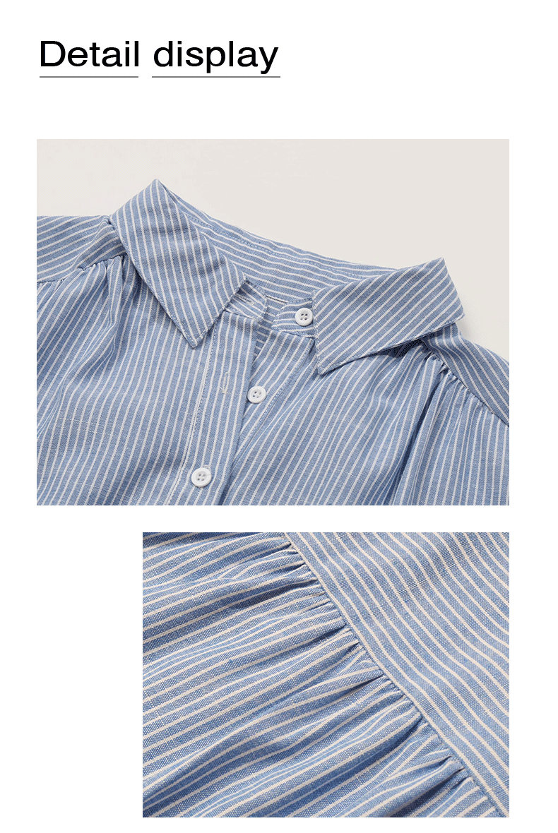 Camicia button-down con risvolto a maniche corte a righe_voghion.com