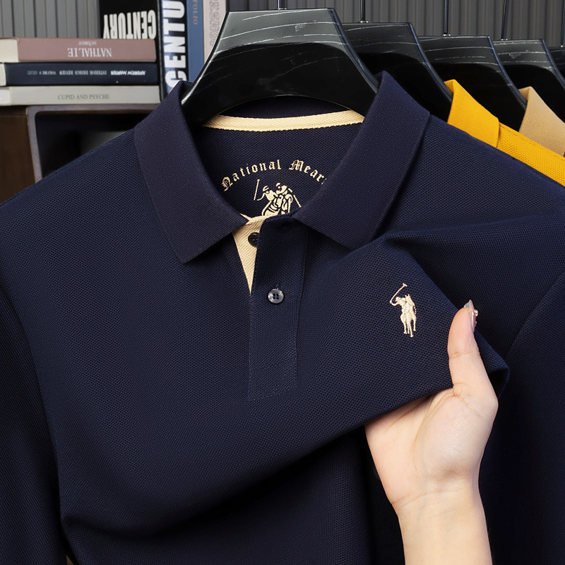 100% Cotton Lapel Short-Sleeved Summer New Style for Young and Middle-Aged Men with High-End Elegant Embroidered Polo Shirt
