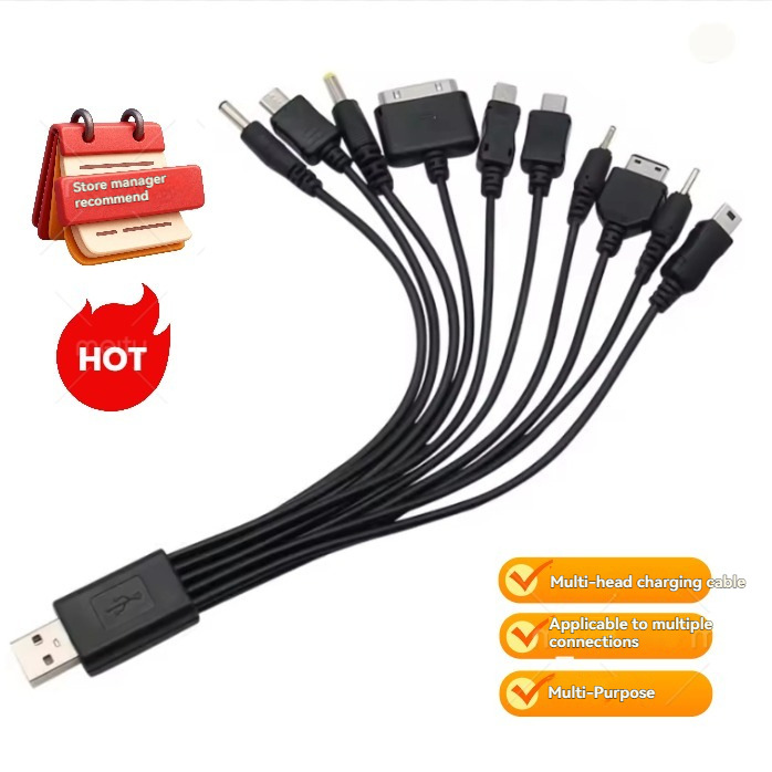 usb一拖十手机多功能充电线多功能10合一充电线typeC电源线数据线