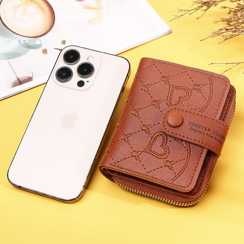 52g Weight Polyester Lining Material Zipper, Hidden Buckle Closure Type Small Wallets Bags Type 1 Piece Quantity Holiday, Daily Occasion Pu Leather Material Heart Shape, Solid Color Pattern All Seasons Season Women's Gender Simple Style Style Square Shape Women's Heart Shape Solid Color Pu Leather Zipper Hidden Buckle Wallets 2