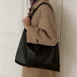 2024韩国小众品牌d/p新款简约大气纯色单肩包大容量购物袋手提包