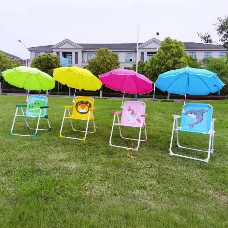 Amazon mejores ventas de niños sillas plegables al aire libre con paraguas sillas de camping portátiles taburetes pequeños taburetes Maza sillas paraguas