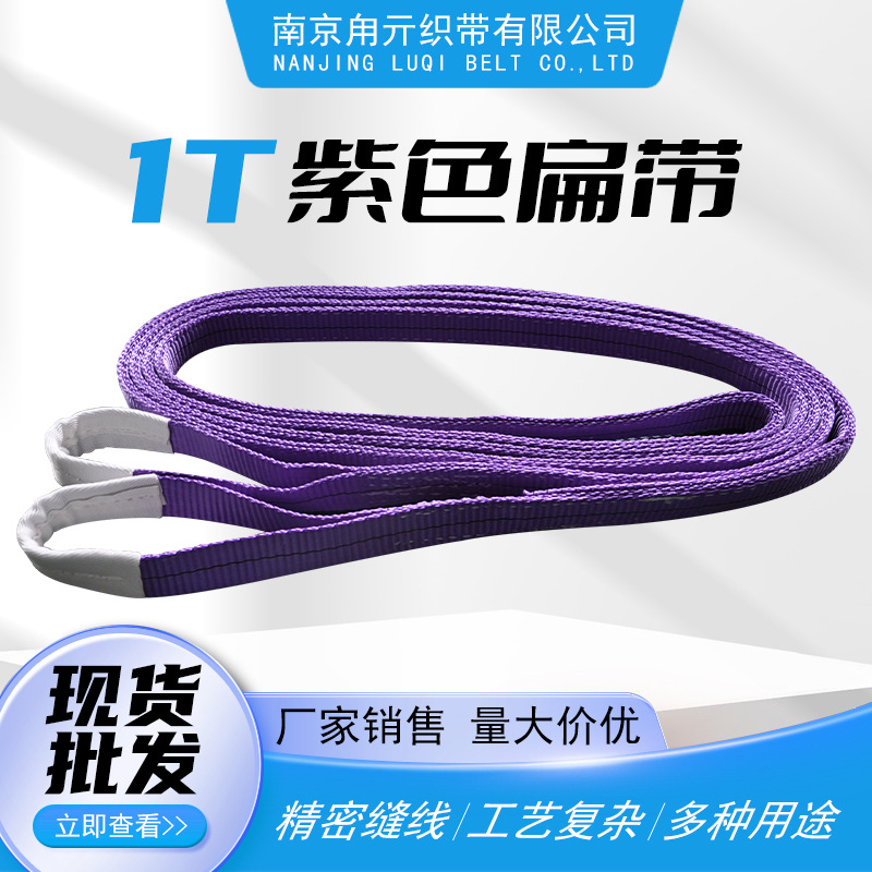 1T扁平带涤纶吊装带工业级多种规格柔性起重吊带双头扣厂家生产