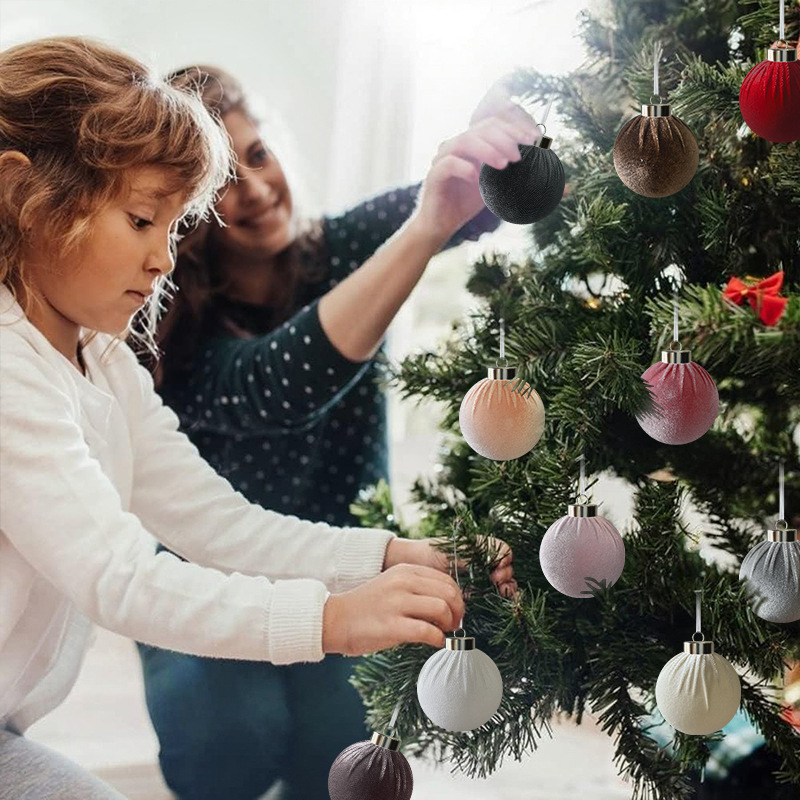 Venta directa de fábrica 6/8CM bola de tela decoración de bolas de Navidad decoración de Navidad adornos al por mayor