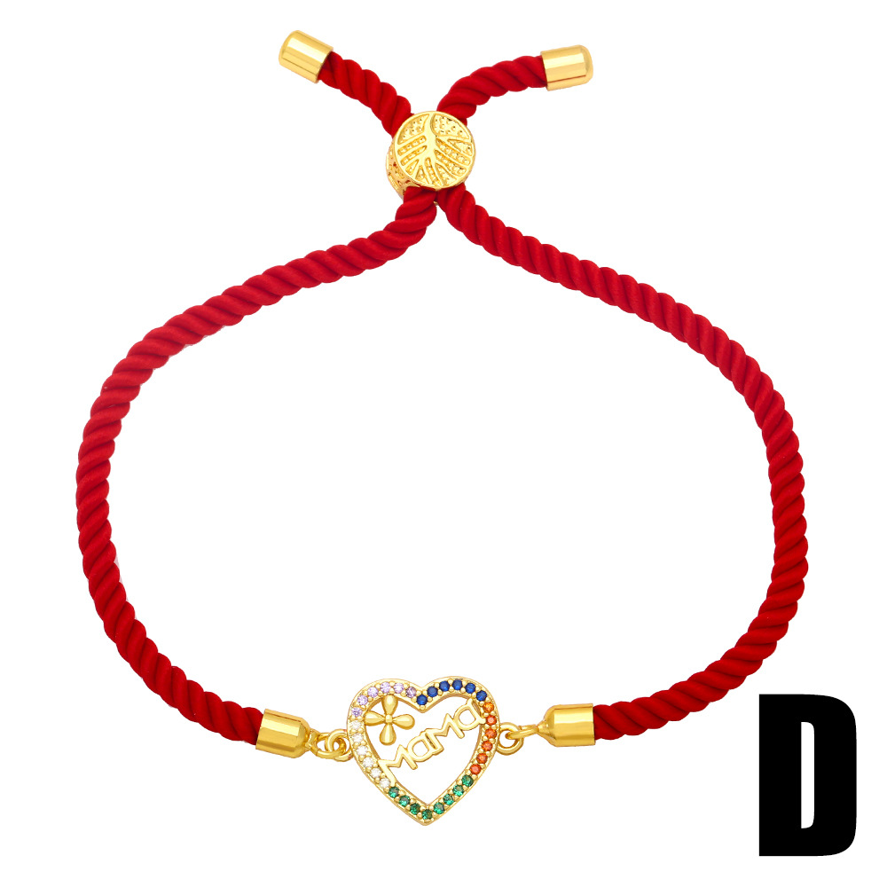 Pulsera De Cuerda Roja Con Incrustaciones De Circonita De Cobre De 18k display picture 5