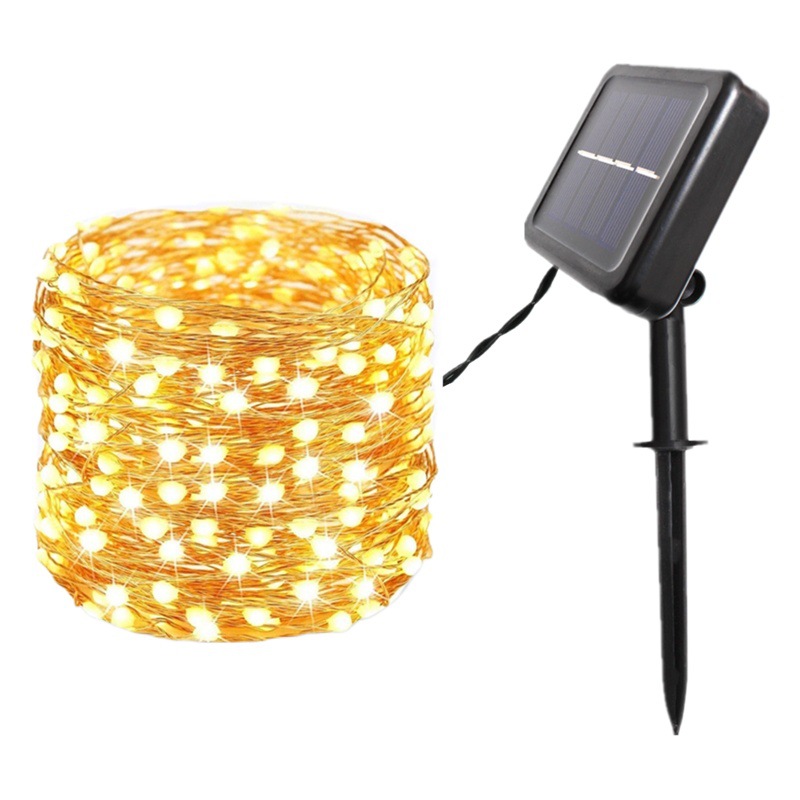 Transfronterizo solar de alambre de cobre Cadena de luz LED pequeñas luces de colores al aire libre Festival de Año Nuevo decoración de jardín luces de Navidad