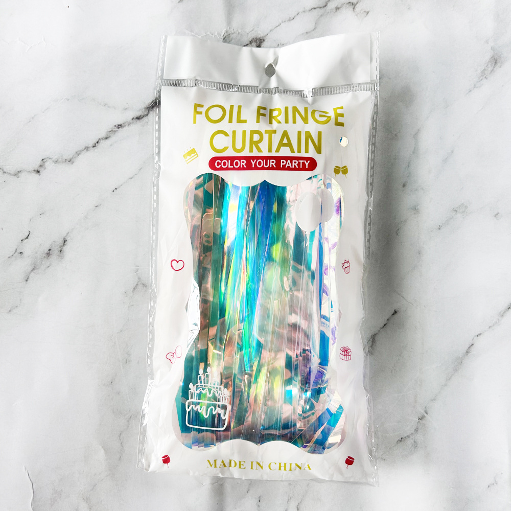 Amazon fiesta cumpleaños boda Fondo decoración de la pared colorida lluvia de seda colorida luz dorada lluvia cortina de seda cinta