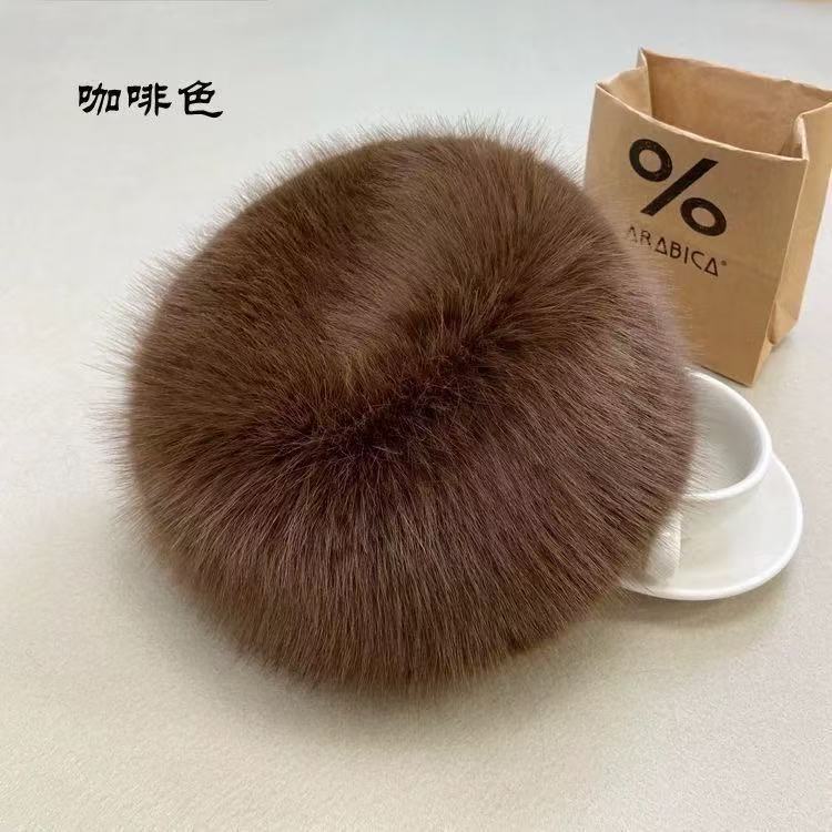 国境を越えた工場卸売模造毛皮卸売新しいキツネの毛皮のフラットトップ帽子厚い毛皮の暖かい耳保護ドームスタイル|undefined