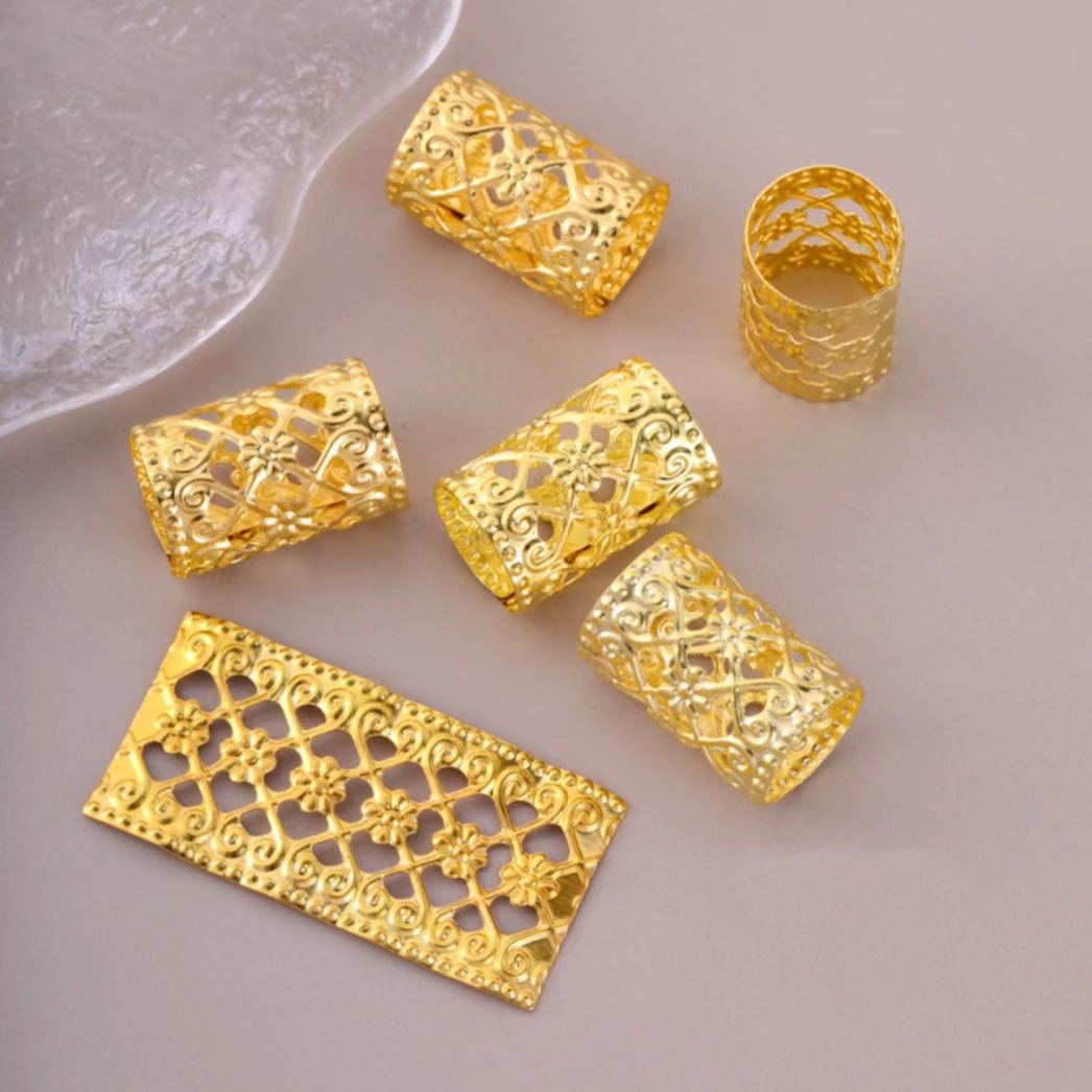 1000 Pieces/pack - Sunflower 10 * 15 Dirty Braid Buckle DIY Metal Antique Style Ring Accessories, High Ponytail Embellishment, Hairpin Rope_voghion.com