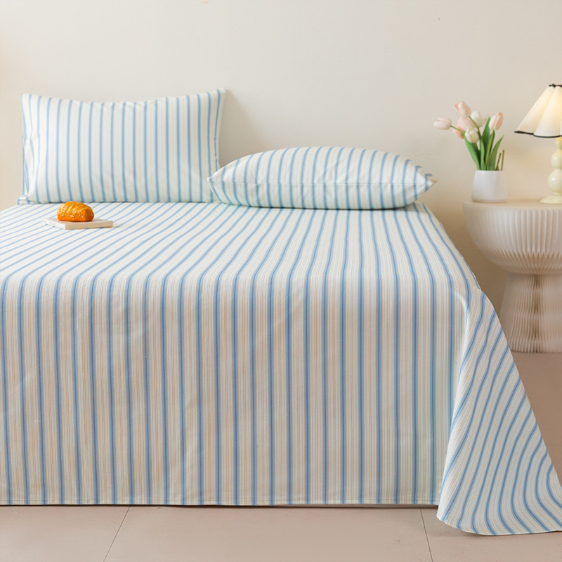 2025 nueva sábana de tela gruesa vieja de algodón puro pieza individual 100 funda de almohada individual de lino de algodón cama individual dormitorio de tres piezas 2