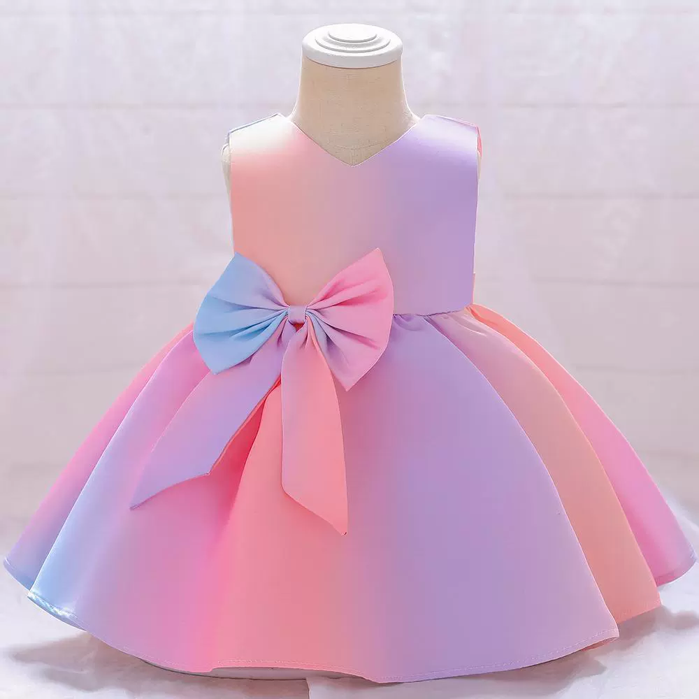 Европейские и американские трансграничные девушки амазонские атласные сшитые градиентные платья детские платья подиум костюм принцессы стиль
