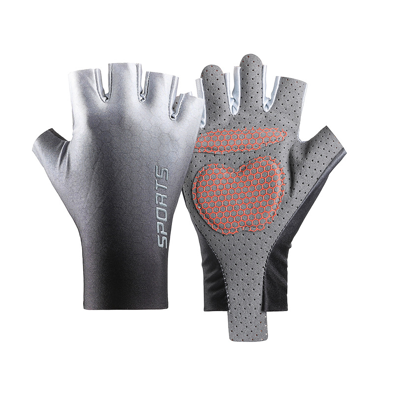 Guantes de medio dedo para niños protector solar fino Seda de hielo transpirable resistente al desgaste antideslizante estiramiento deportes al aire libre guantes de malla de equitación