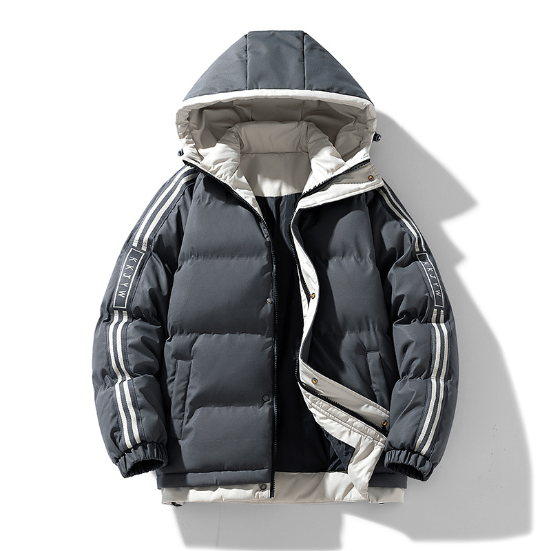 Veste d'hiver en coton pour homme 2025, nouvelle tendance, élégante, grande taille, épaisse et chaude, deux bandes_voghion.com