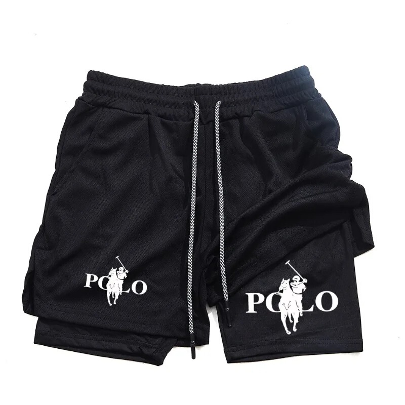 Men's Double-Layer 2-in-1 Running and Fitness Shorts, Breathable Quick-Dry Shorts with Phone Pocket, Towel Loop Shorts