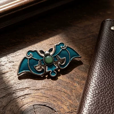 Wholesale Chinese-Style Burnt Blue Bat Brooches with Auspicious Meanings, Enamel Drip Oil Jewelry Accessories, Hanfu Accessories (Yaxa sancaqları) - lucky-bat-enamel-brooch-burnt-blue