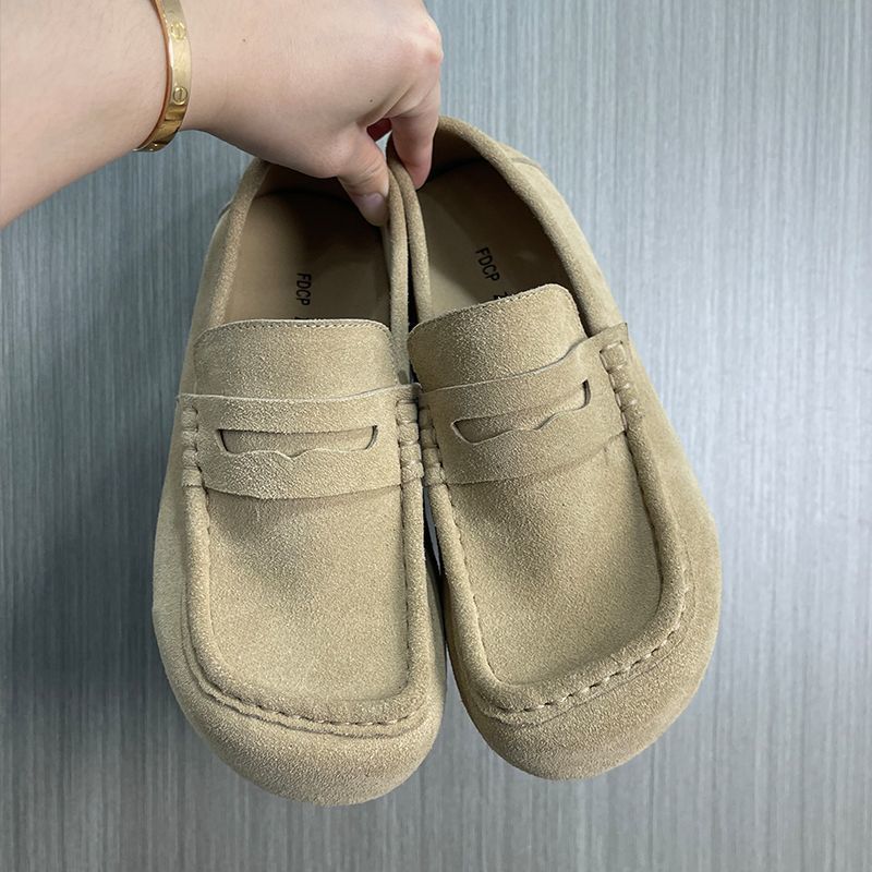 Aumentar la altura de los zapatos de base gruesa, Old Money Wind, retro cuero de veludo, zapatos casuales Muller para hombres, zapatos de viaje para hombres, zapatos Lefour para hombres.