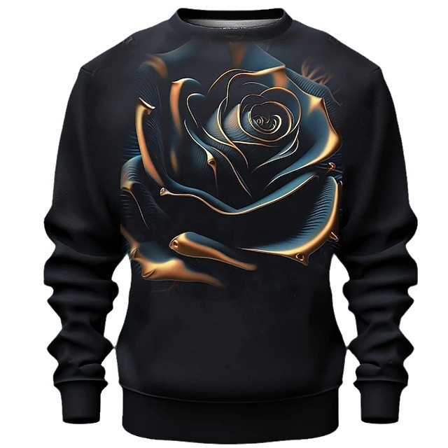 Moda retro heavy metal rosa impresión 3D hombres y mujeres con el mismo estilo suelto de manga larga suéter de cuello redondo