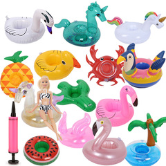 Cross-border best-selling 30cm Barbie doll accessories swimming ring PVC inflatable cola cup holder flamingo swimming ring wholesale