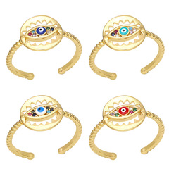 歐美跨境亞馬遜熱銷手飾彩色寶石鋯石眼睛戒指惡魔之眼戒指riq04