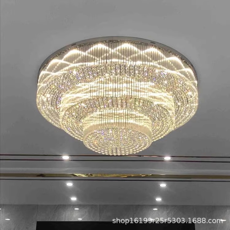 酒店大堂圆形水晶吸顶灯灯豪华别墅客厅水晶灯会所宴会厅工程灯具