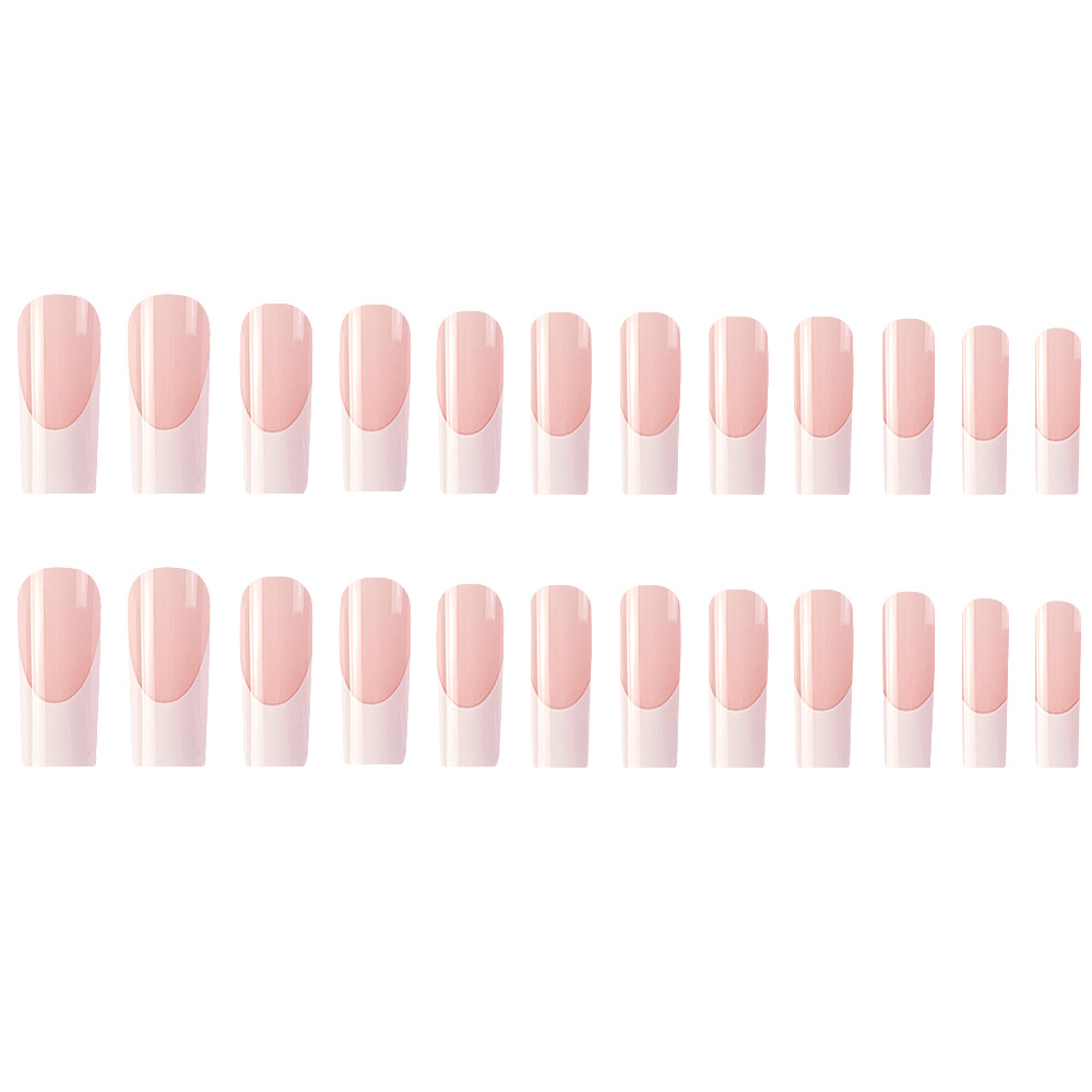 Comercio exterior de estilo francés tubería de uñas piezas de uñas de color blanco polvo temperamento elegante 24 piezas de moda blanquear el uso de uñas image 6