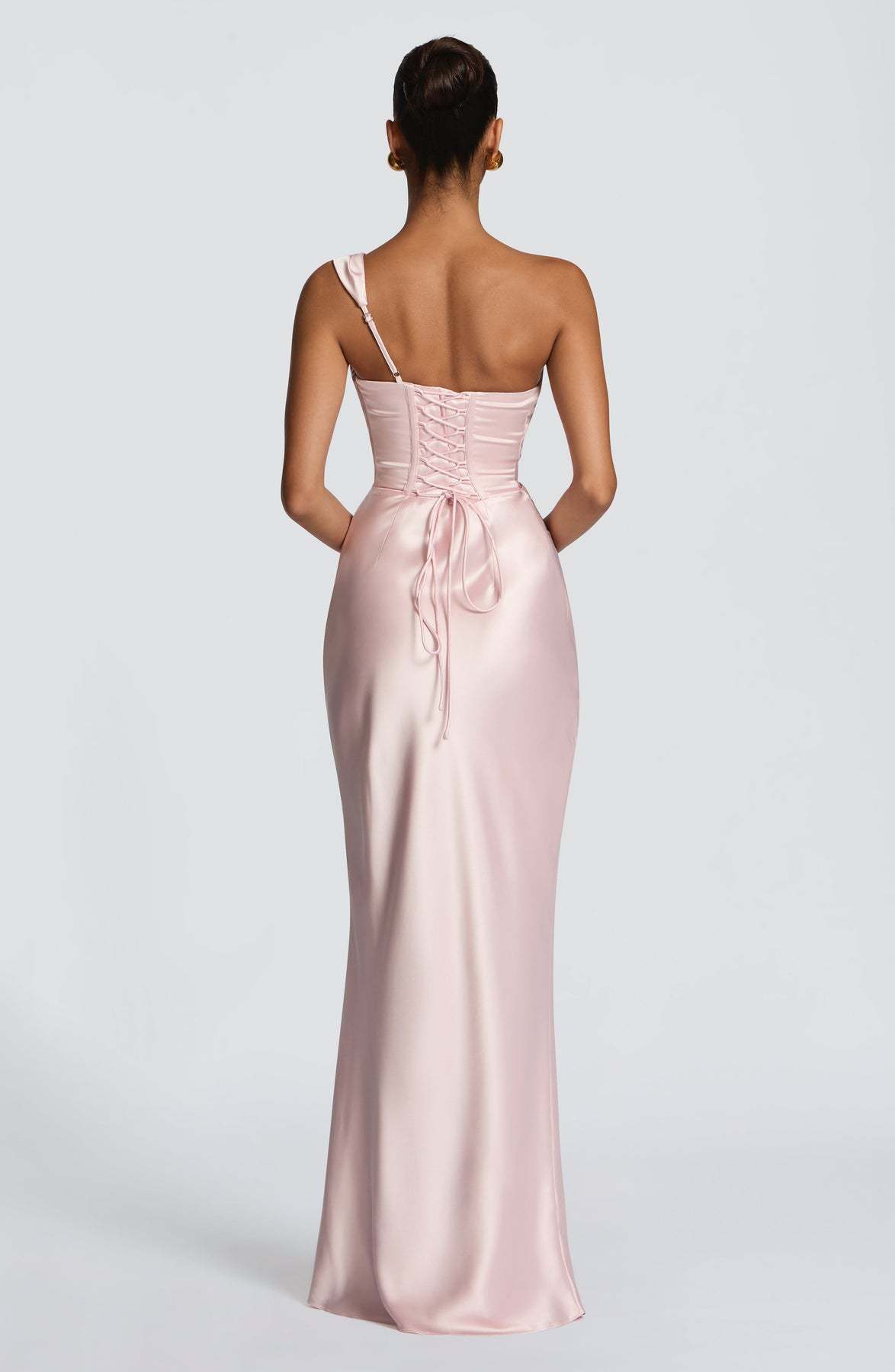 Women's Satin Long Dress European American Style One Shoulder Tie Waist Slim Fashion High End New Spring_ecoleips.com