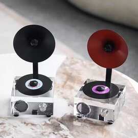 轻奢水晶播放机留声机艺术装饰摆件客厅玄关书房酒店家居软装饰品