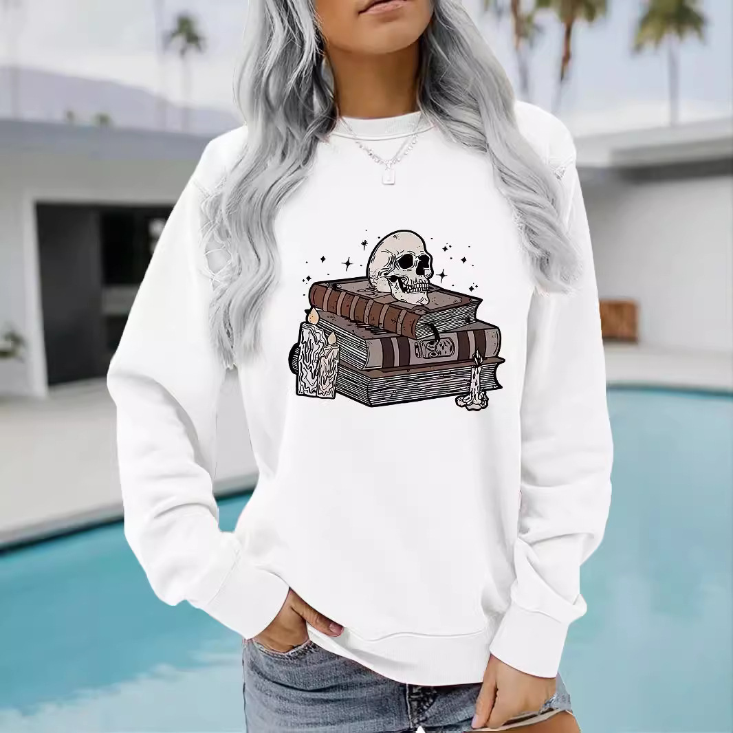 Women's Clothing autumn and winter women's casual long sleeved round neck Halloween printed pullover sweatshirt _voghion.com